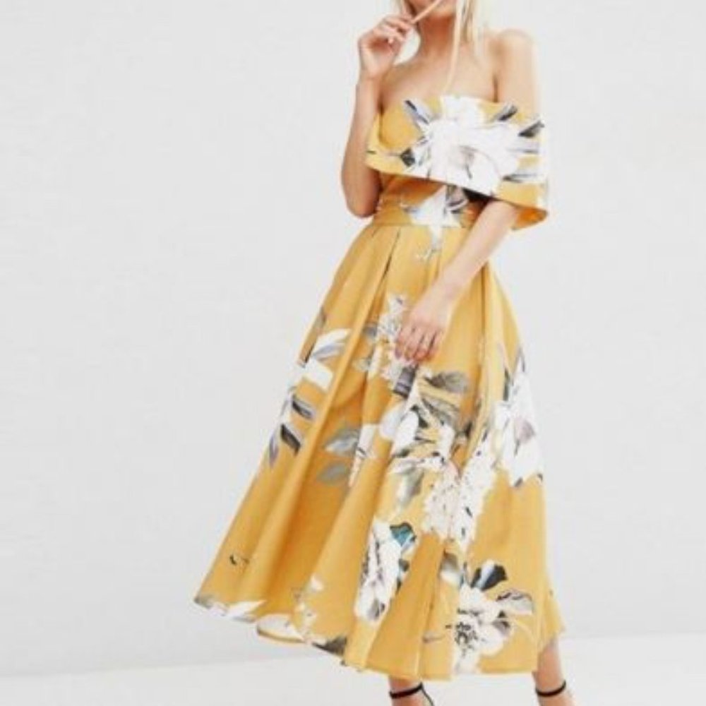 ASOS - Yellow, off shoulder dress